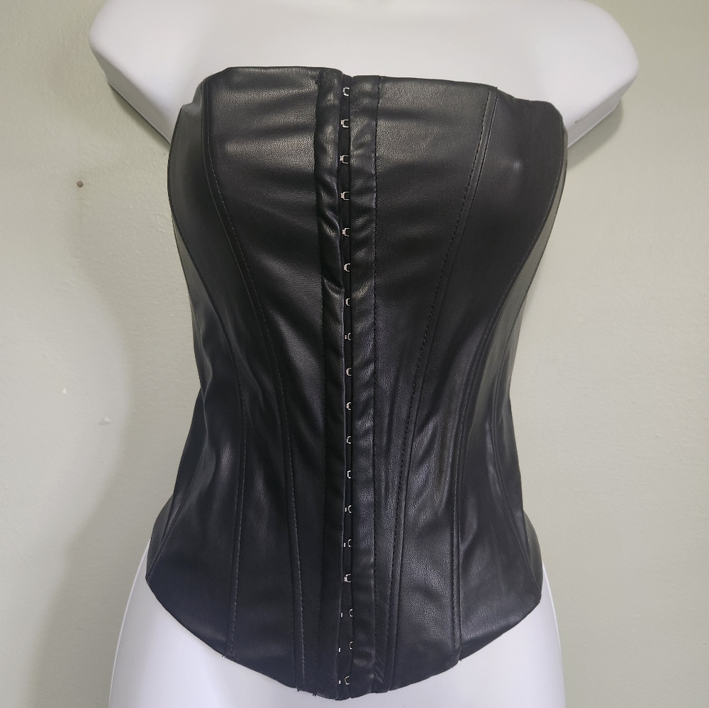 Faux leather corset
